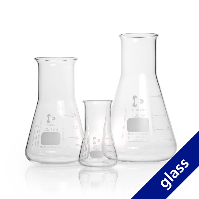 Erlenmeyer Flask 50 ml, wide neck borosilicate gla